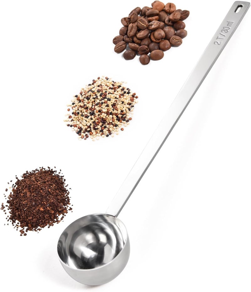 Doosu 18/8 Stainless Steel Coffee Scoop, Food-Grade Metal Measuring Spoon with 8.5in Long Handle, Tablespoon Scooper for Coffee Beans, Ground Coffee, Espresso, Protein Powders, Tea, Sugar (2 Tbsp) - Image 1